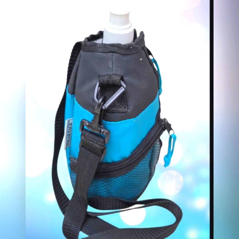 Polar Pack Black & Blue W/Water Bottle Zip Up+Front Zip Pocket Carrying Strap